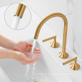 Aquacúbico cromo cromo extendido 2-manual contemporáneo del lavabo del lavabo del baño de baño sin plomo